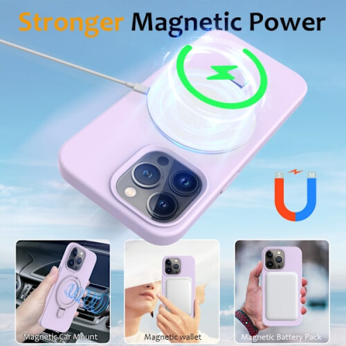 Silikonefod MagSafe kompatibel med iPhone16Pro Max lilla 2