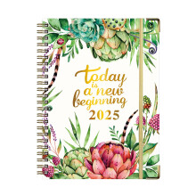 Agenda Bloom Daily Planner 2025, couverture rigide, calendrier annuel (janvier 2025 - décembre 2025), vue mensuelle/hebdomadaire en colonnes, 19 x