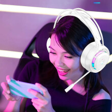 Avtoify Gaming Headset Wired Dual-channel Desktop Computer Laptop with Mic Voice Headset White