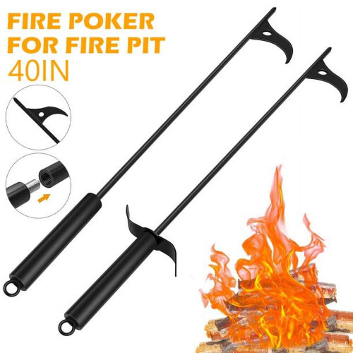 JTWEEN Fire Pit Poker 40 ιντσών από χάλυβα βαρέως τύπου, συμβατό με τζάκι, σόμπα κάμπινγκ,