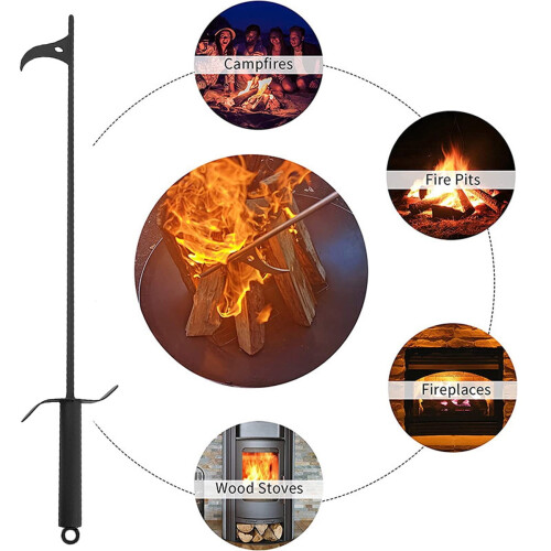 JTWEEN Fire Pit Poker 40 ιντσών από χάλυβα βαρέως τύπου, συμβατό με τζάκι, σόμπα κάμπινγκ, 2