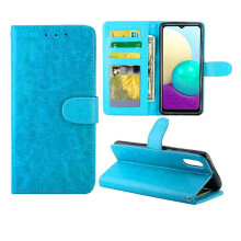 Flip-cover til kompatibel med Samsung Galaxy A02/M02, stødsikker, magnetisk lukning, støtteben, kortholder, PU-læder