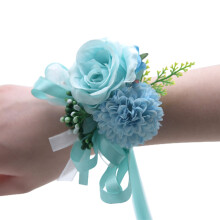 Farfi Polsbloem, kleurecht, meerkleurig, elegante nep-polscorsage voor bruid en bruidegom, perfect voor een feestje (lichtblauw)