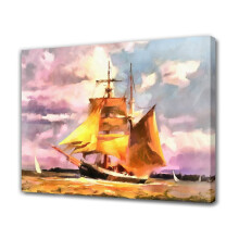 Ein Segelboot segelt unter einem bewölkten Himmel – Leinwandposter, Schlafzimmerdekoration, Sportlandschaft, Büroraumdekoration, Geschenk,