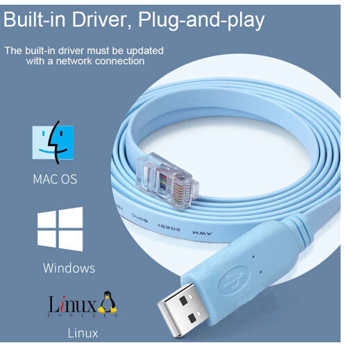 ADN-5981 - USB TO RJ45 CONSOLE CABLE 6F USB FTDI FOR CISCO ROUTER ASSORTED