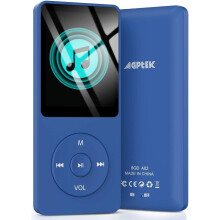 A02 8 GB-os MP3-lejátszó, 70 óra lejátszási idő, veszteségmentes hangzás, akár 128 GB-os lemezek támogatása, sötétkék