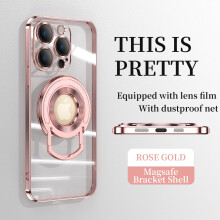 Compatible with iPhone 13 Pro Max Case Pull Rod Bracket, Clear Smooth Cover with Full Camera Protection, Anti-Yellowing, Dust-Proof