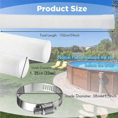Dengmore Swimming Pool Filter Hose Replacement Kit Compatible with Pool Filter Pump Hoses 2