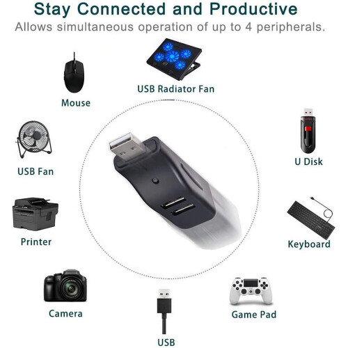 Διανομέας USB 4 θυρών, μικρός φορητός διανομέας Mini2.0Data Hub, για PC, Laptop, Notebook XPS και άλλα 1