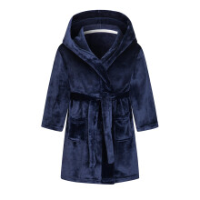 Kids Hooded Fleece Dressing Gown Soft Flannel Bathrobe for Girls Boys Navy Blue 56 Years