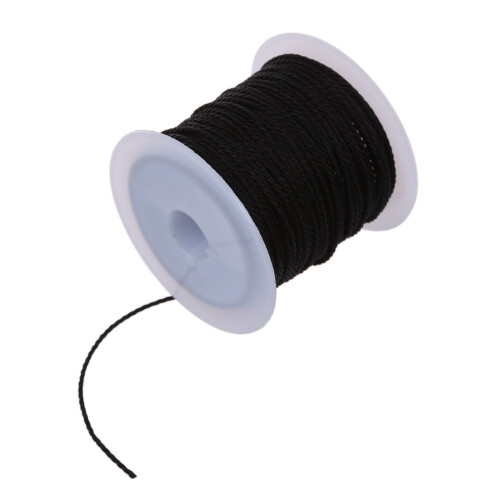 Schwarze, gewachste Baumwollkette mit Perlen, 1 mm dick 1