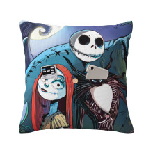 Poszewka na poduszkę z motywem „Miasteczko Halloween” z juty lnianej, 16x16, 18x18, 20x20 cali, czarna, kompatybilna z sofą i kanapą