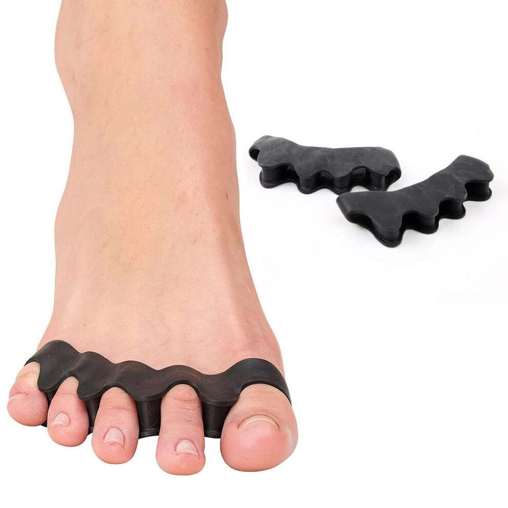 Black Toe Separators For Men Silicone 3Cm X 8Cm Reduce Friction Yoga Running Natural Alignment
