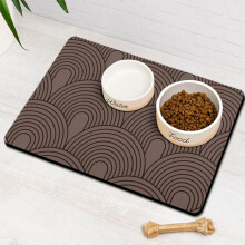 Dog Food Mat for Floors Super Absorbent Non Slip Pet Feeding Mat for Cats and Dogs EcoFriendly Boho Brown L (17'x30')