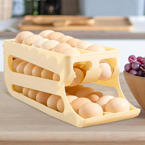 Egg Holder for Fridge, 3Tier Automatic Rolling Egg Rack with SpaceSaving Durable Design 1