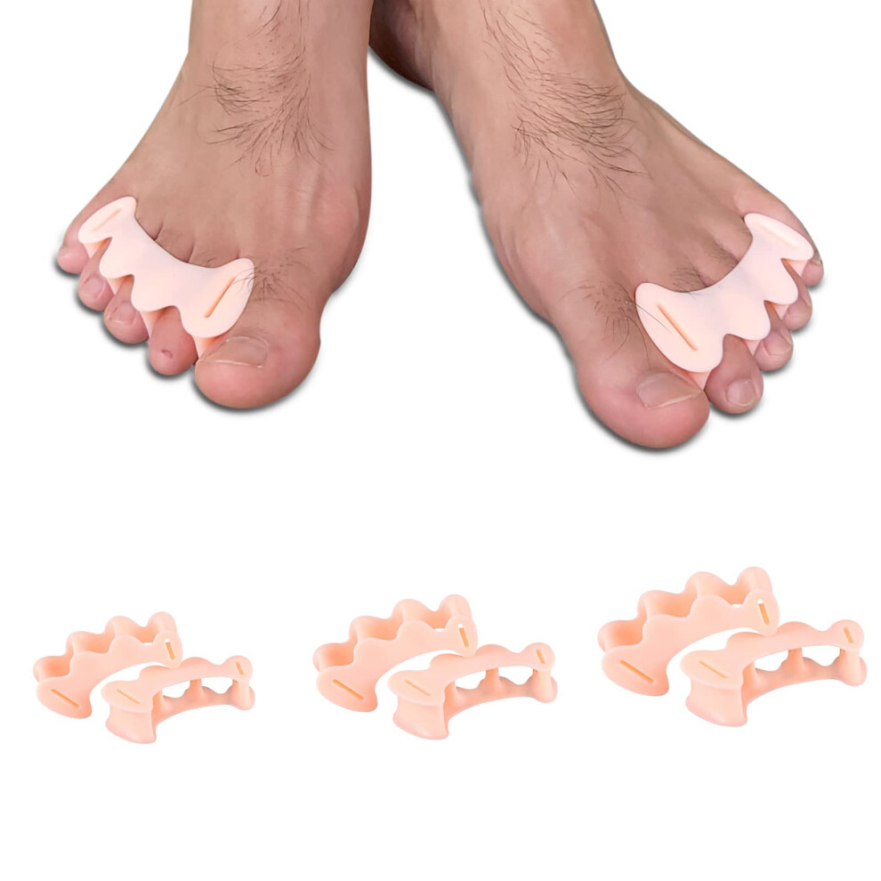 Large Nude Toe Separators for Bunion Correction and Hammertoes, Unisex Toe Spacers, 1 Pair