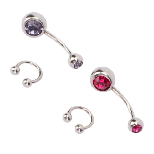 Unisex Κοσμήματα Piercing Δαχτυλίδι σε σχήμα C από ανοξείδωτο ατσάλι με λαμπερές πέτρες 1