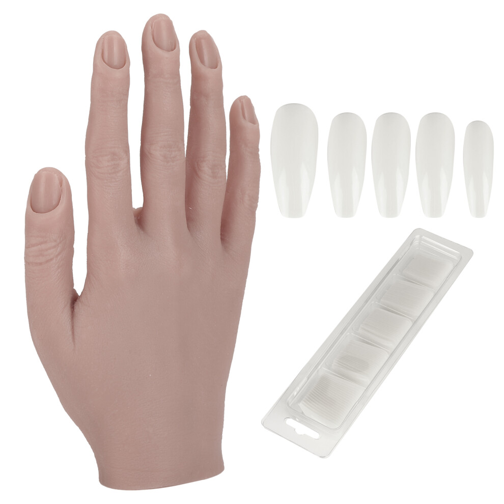 Silicone Nail Training Hand #03, 18.8x10cm Bendable Mannequin with 100 Tips