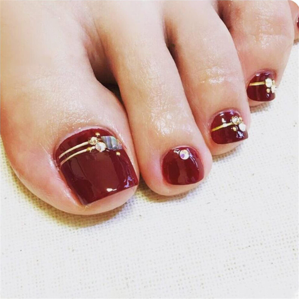24pcs Colorful Press on Toenails with Glue, Full Cover Fake Nails for Women, Summer Nail Art Set