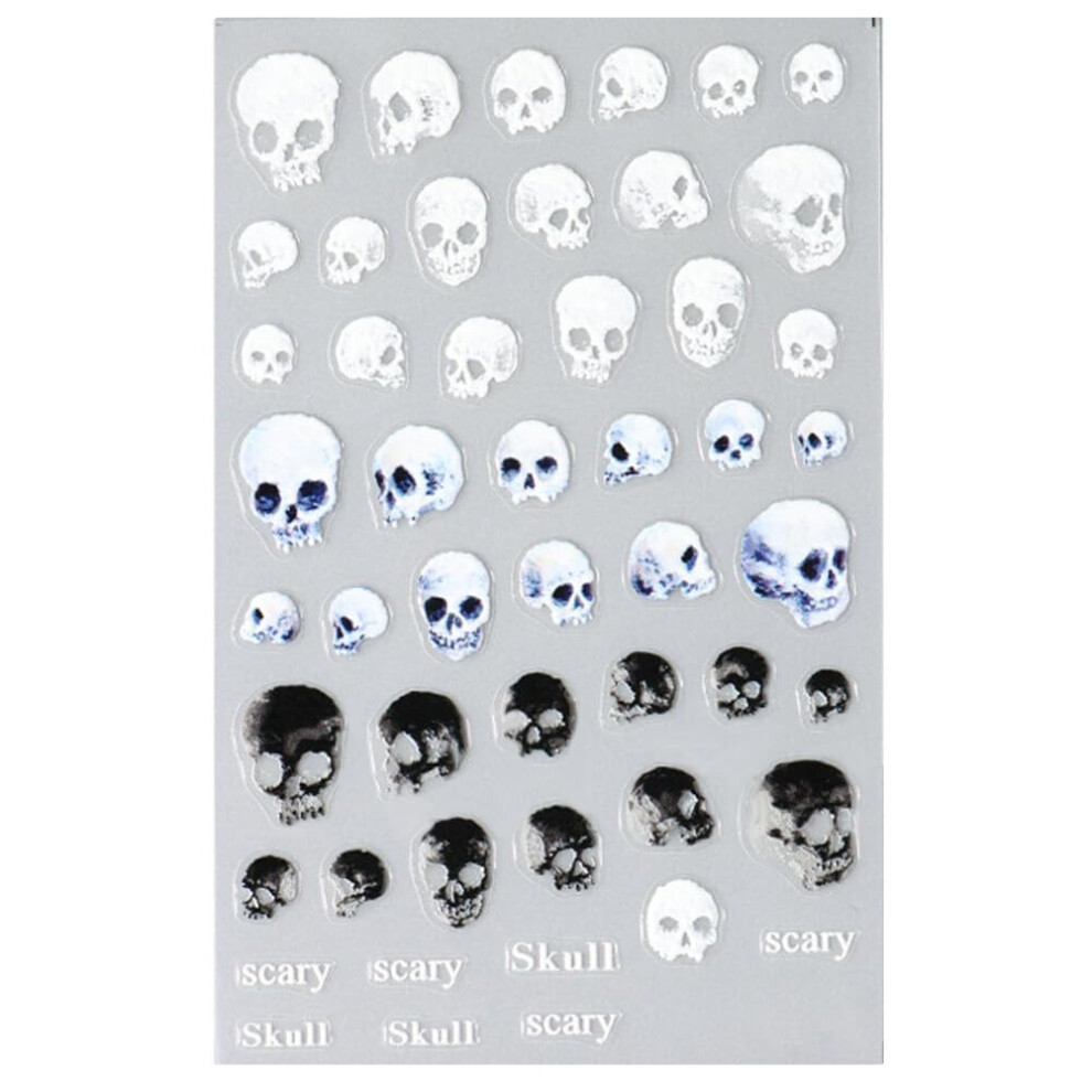 Halloween Nail Stickers 5D Embossed Ghost Skull Pumpkin SelfAdhesive Nail Art Decals for DIY Manicure