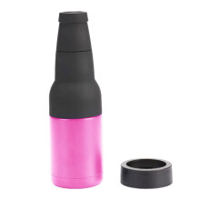 Izolator de sticle din oțel inoxidabil cu pereți dubli Frosty Holder, răcitor subțire pentru doze cu deschizător, izolat în vid - roz,