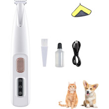 Aparador de pelos para cães e gatos, aparador recarregável com luz LED, aparador de microprecisão para patas (1 unidade branca)