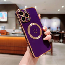Luksusowe etui na telefon Magsafe z magnetycznym sercem Love Heart kompatybilne z iPhone 15 14 13 12 11Pro Max Plus z ładowaniem bezprzewodowym
