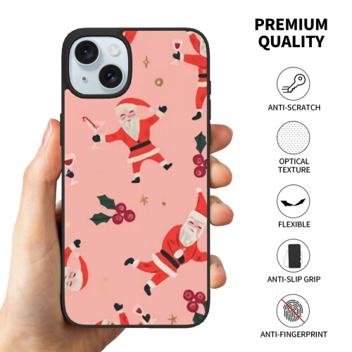 Feliz Natal! Capa para celular compatível com iPhone 15, capa protetora à prova de choque com PC + TPU para câmera dupla, compatível com iPhone 2