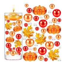 Tacar Líonta Vása Buíochais SUSUchens, Lárphointe Coinneal Snámha Maipil Pumpkin le Péarla Bréige agus Coinneal don Fhómhar, Oíche Shamhna,