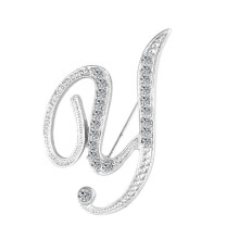 rygai1Pc Broche com Letras do Alfabeto Inglês AZ em Strass - Prateado