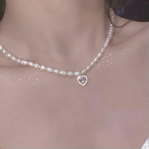 Κολιέ με κρεμαστό κόσμημα RSAMD Fashion Κορεάτικου στυλ με μαργαριτάρια και ζιρκόνι, 1