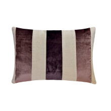 Decoratieve paarse lendenkussenhoes van 30x50 cm (12"x20"), fluweel en linnen patchwork, rechthoekig kussen, gestreept patroon, moderne stijl -