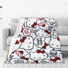 Hello Kitty Decke, leicht, kuschelig, aus superweichem Flanell-Fleece und Mikrofaser, ideal für Reisen und alle Jahreszeiten, für Erwachsene und