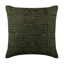 Op maat gemaakte kussenhoes, olijfgroen, 56 x 56 cm, decoratieve kussenhoes met linnenstructuur en plooien voor de bank, effen, eigentijds design.