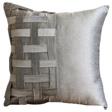 Zilvergrijze kussenhoezen 16x16 inch, zijden sierkussens voor de bank, effen kleur, plooien, gestructureerd mandvlechtwerk, moderne kussenhoezen