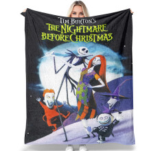 De Nightmare Before Christmas flanellen deken, zachte deken voor op de bank of in de slaapkamer, een comfortabel kerstcadeau.