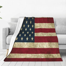Rustieke deken van ultrazacht microflanel met Amerikaanse vlagmotief, 127 x 102 cm, microvezel plaid voor bed, bank, stoel, warmte in alle seizoenen.