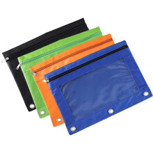 Eease4pcs Husă pentru creioane cu fermoar pentru 3 inele, geantă de dosar din plasă