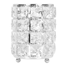 Delaman Portaescobillas Portaescobillas de maquillaje Estilo europeo Cristal redondeado Organizador cosmético(Plata)