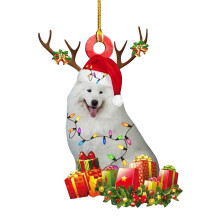Julhängande ornament inredning hänge hund akrylplan hänge hushållsdekoration etikett