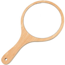 Miroir de coiffure Ă main avec manche en bois, miroir de maquillage rond pour la coupe des cheveux, le rasage et les soins du visage