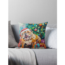 Μαξιλαροθήκες Bulldog Christmas Cheer Throw, Θήκες Μαξιλαροθήκες, Θήκη Καναπέ 16x16 ίντσες, Δύο