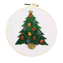 Christmas Embroidery Kit with Hoop, 2024 New Easy Full Kit for Beginners & Adults, Includes Needles, Thread Compatible with Hand Stitching