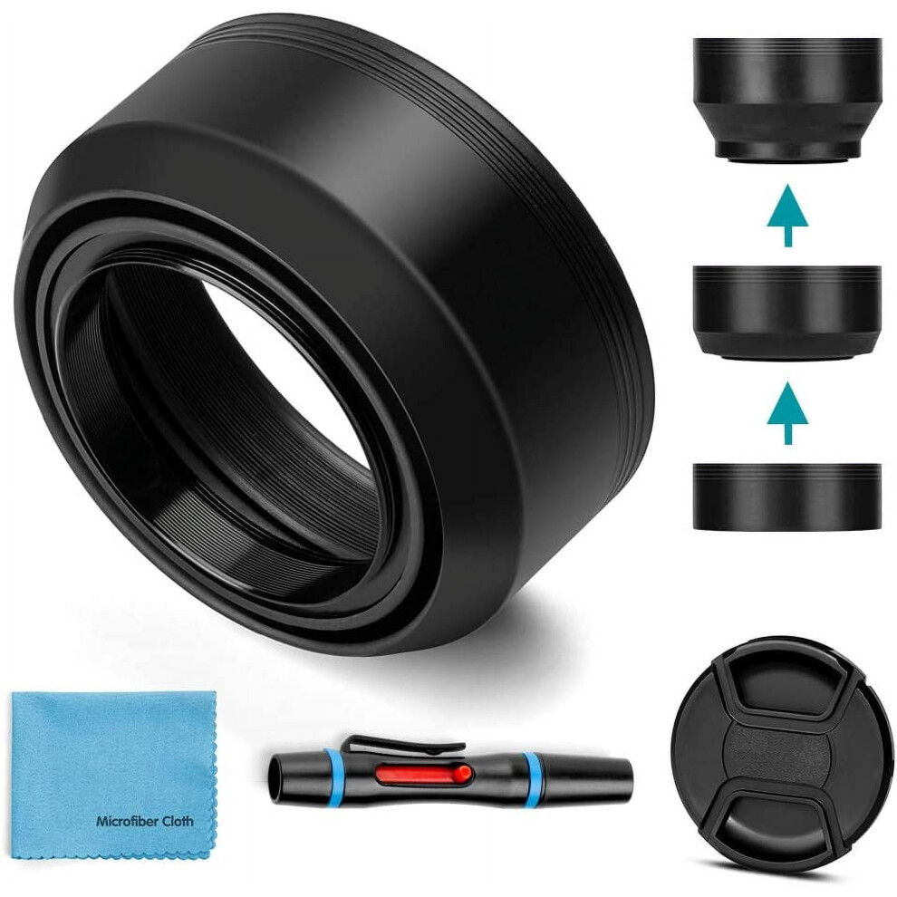 77Mm Lens Hood Universal Collapsible Lens Sun Shade Hood With Centre Pinch Lens Cap For Canon Nikon Compatible With Sony Pentax Olympus 9418476293177