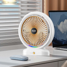 Ozmmyan 3-Speed Mini Desktop Fan, Rechargeable USB Fan with Colorful LED Lights, Quiet Portable Fan Compatible with Home, Office, Travel, Camping