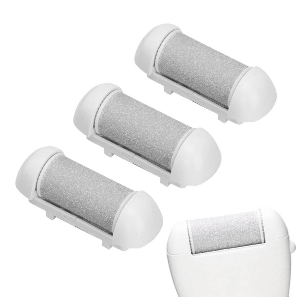 Grey Electric Callus Remover Replacement Roller Heads, Medium Coarse Foot File Refills For Cracked Heels, 3