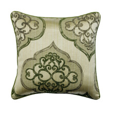 Housses de coussin jacquard damassé vert 56 x 56 cm, coussins décoratifs abstraits et contemporains pour canapé - Damas vert à profusion