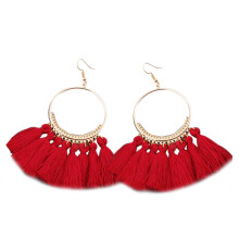 1 par kvinder etniske boheme drop dangle lange reb frynser øreringe pige kvast øreringe dame mode boheme smykker