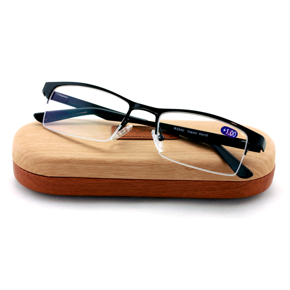 Premium Metal Half Rim Reading Glasses With Anti-reflective AR Coating Spring Hinge Reader
