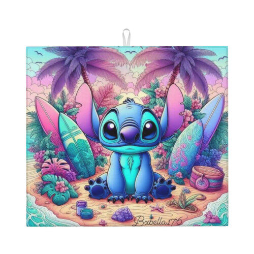 Πατάκι στεγνώματος πιάτων Stitch για πάγκο κουζίνας, πατάκι πιάτων μικροϊνών,